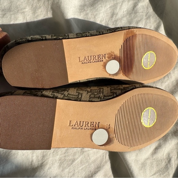 Lauren Ralph Lauren Averi II Monogram Canvas Loafers w/ Gold LRL Bit Logo - Picture 7 of 9